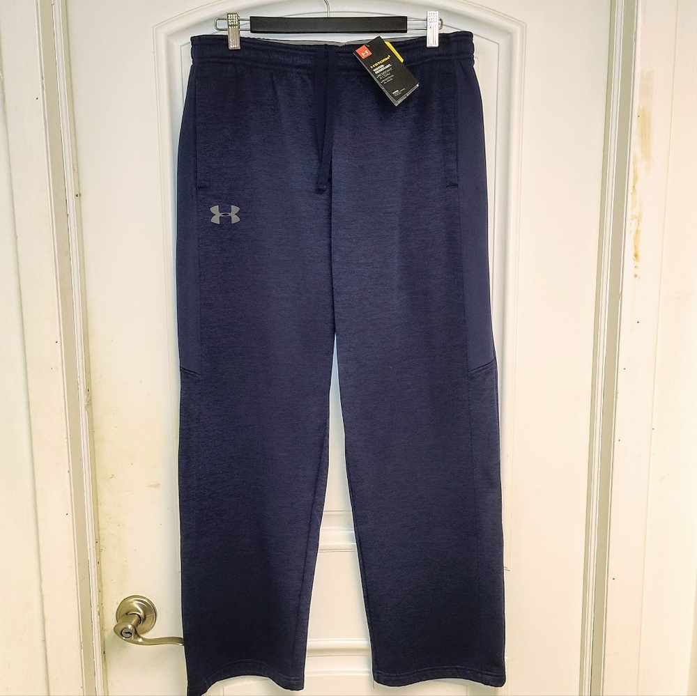 NWT UNDER ARMOUR STORM COLD GEAR HEATHER NAVY BLUE SWEATPANTS / JOGGERS SIZE L